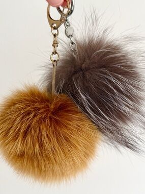 Fox Fur Pom Pom Bag Charms